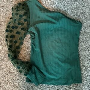 SHEIN size small one shoulder green long sleeve shirt